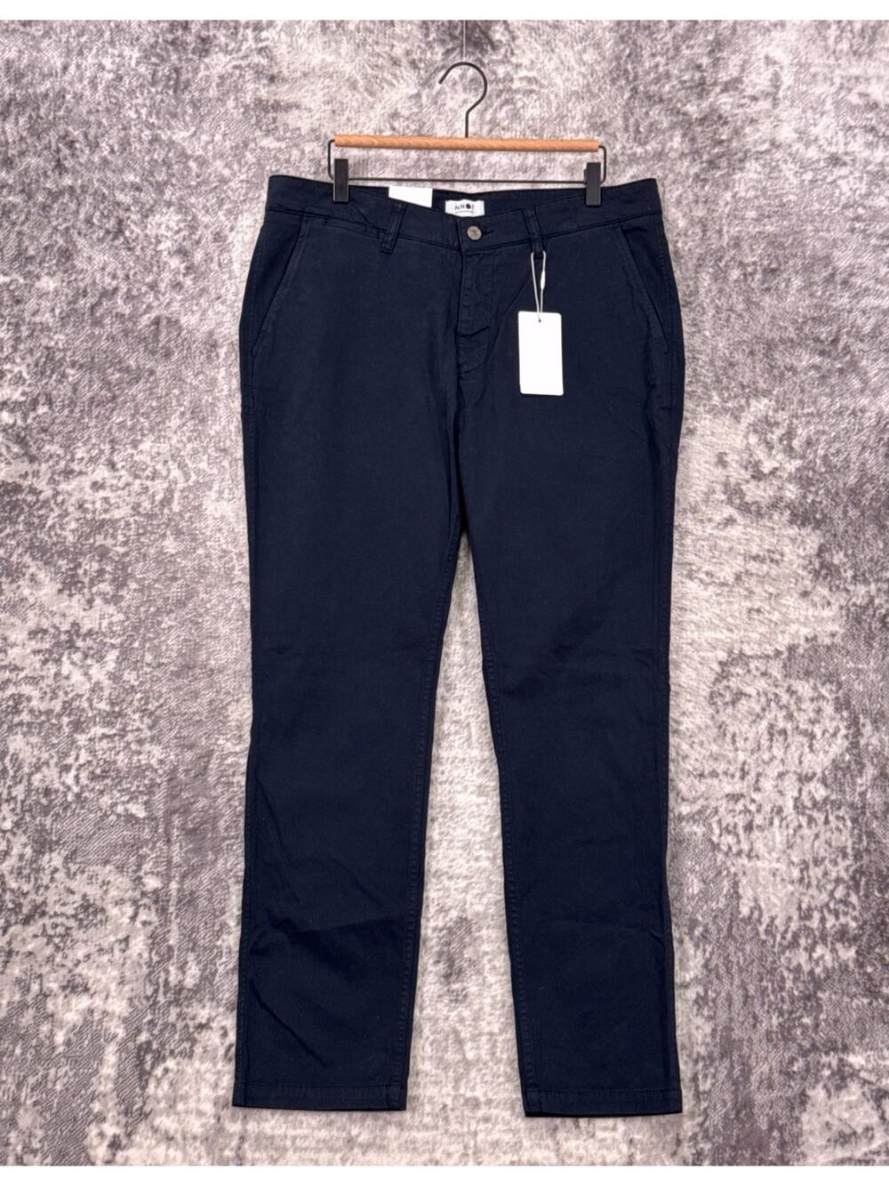 New NN07 Marco Chino Pants 36 x 32 Mens Blue Slim Italian Cotton No Nationality
